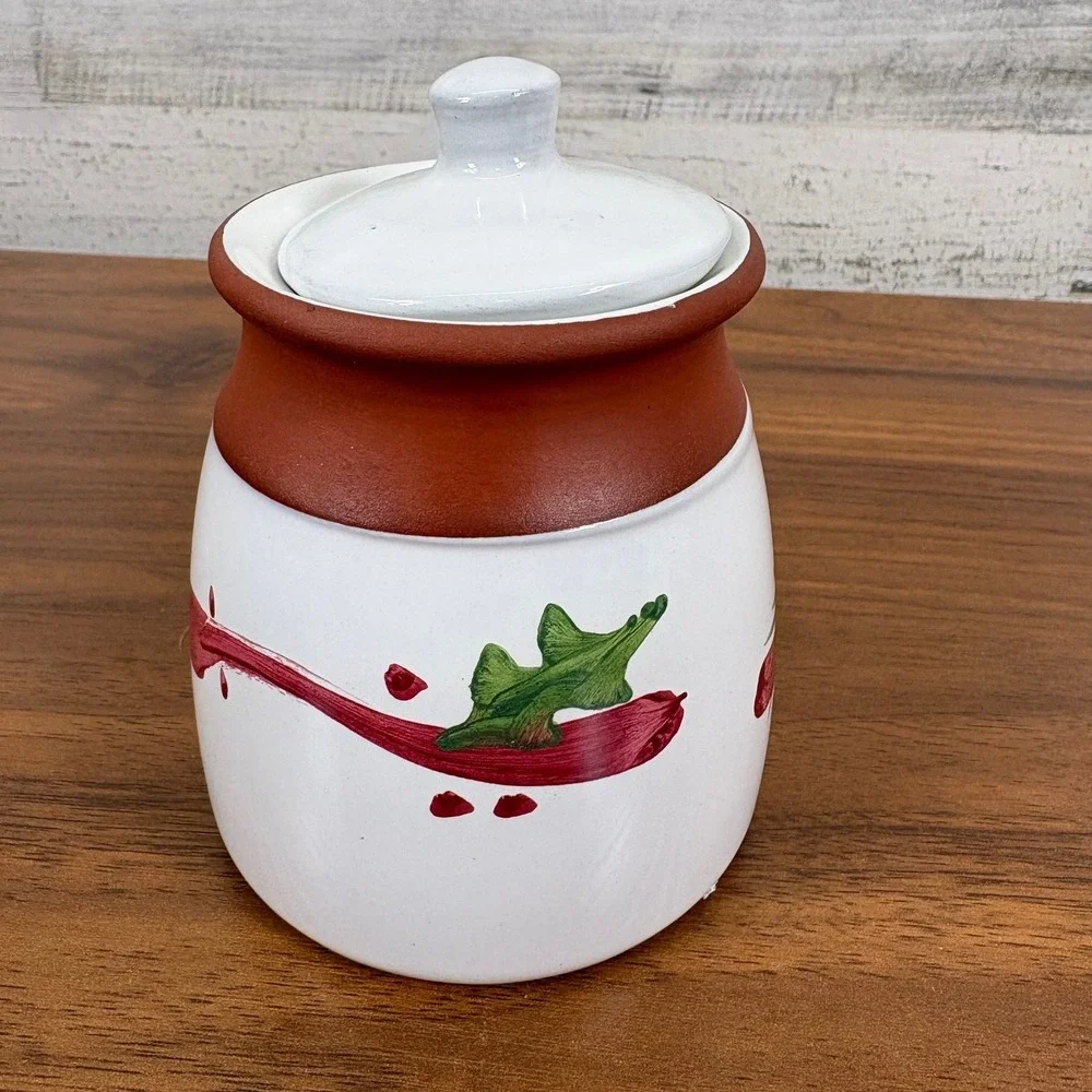 1992 EMERSON CREEK‎ POTTERY HOLIDAY Sugar Jar with Lid